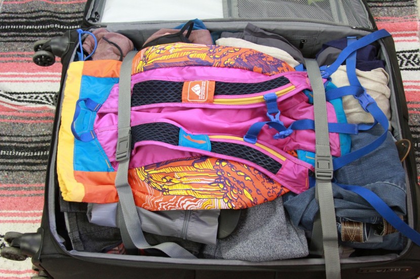 here we see the hardgoods being packed first, with softgoods on top...