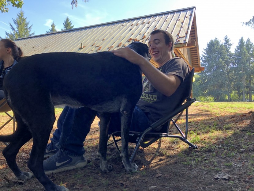 rei co-op camp stowaway low - hangin out at dog level.