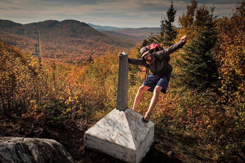 backpacks backpacking - at the northern terminus of the long trail on our thru-hike. the lt...