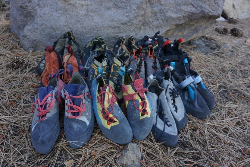 climbing shoes - twelve pairs of shoes assembled for what was a particularly long...
