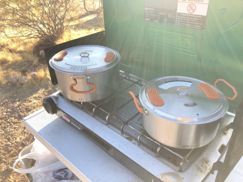 camping cookware - we use the gsi outdoor glacier base camp set on a car camping...