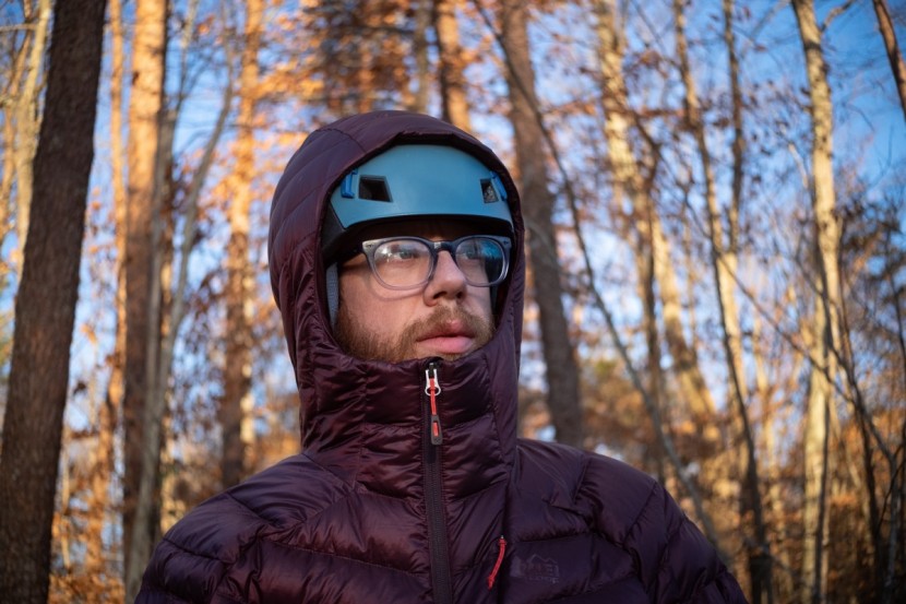 rei co-op magma 850 hoodie 2.0 - a helmet fits decently under the hood but we would have liked the...