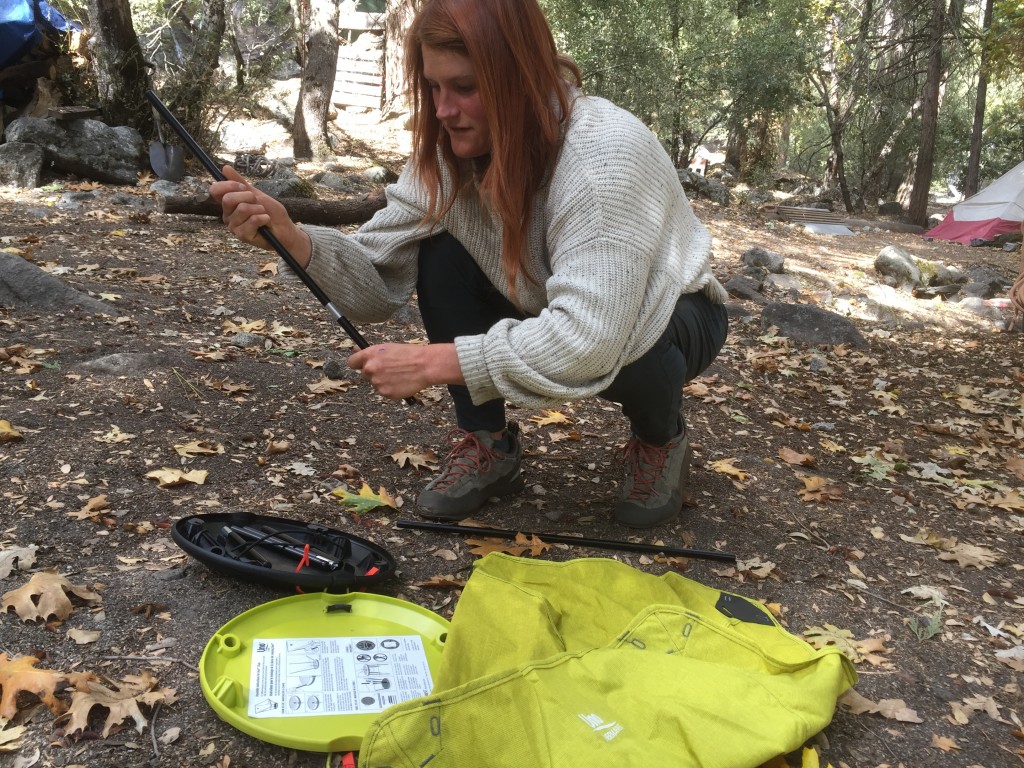 therm-a-rest uno - setting up the uno on a fall day in yosemite