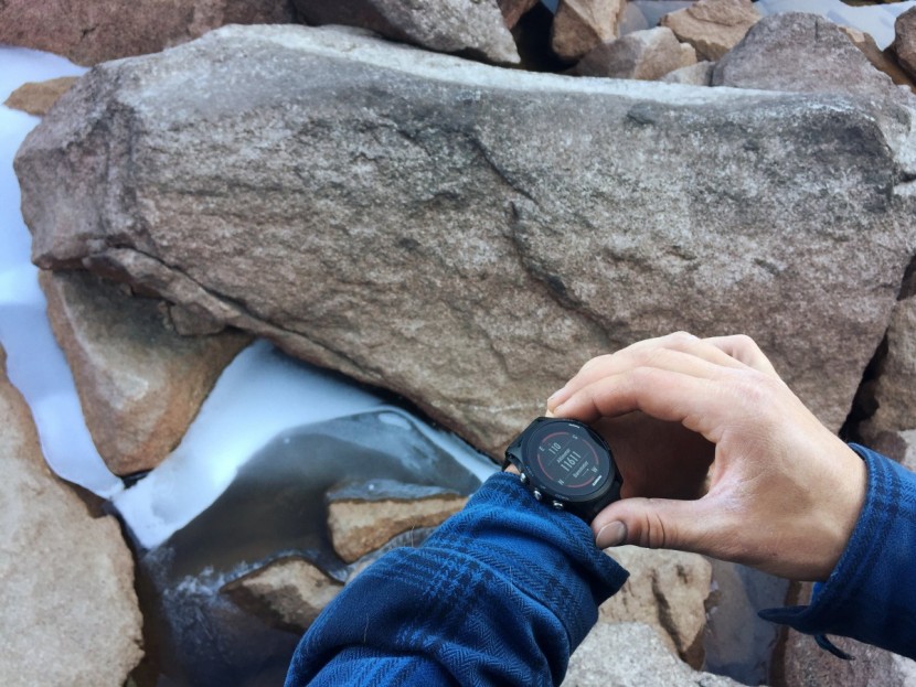 garmin forerunner 935 - checking our altitude and the aspect of a nearby peak on our hunt...
