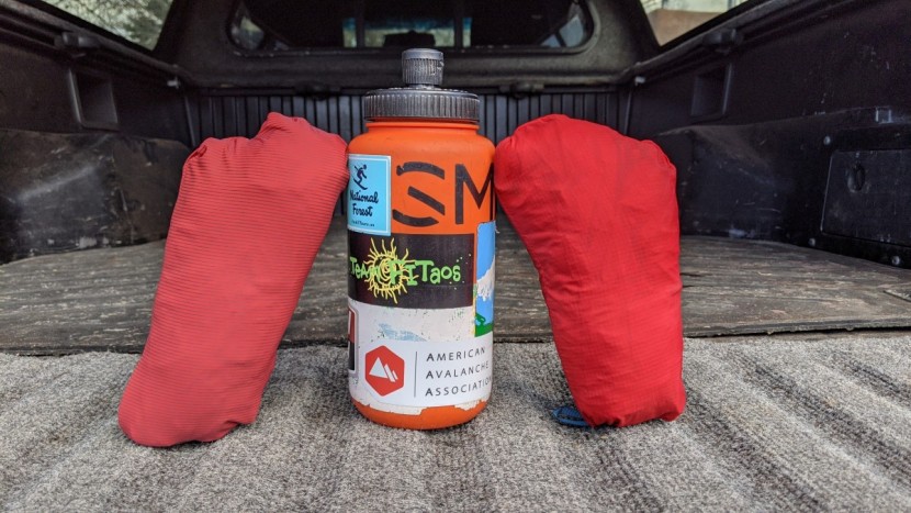 patagonia houdini air - stacked up next to a standard nalgene bottle, and the original...