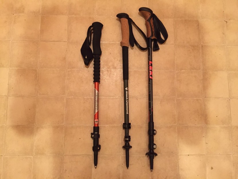 leki makalu lite cor-tec - the makalu, far right, doesn't pack down as small as other poles in...