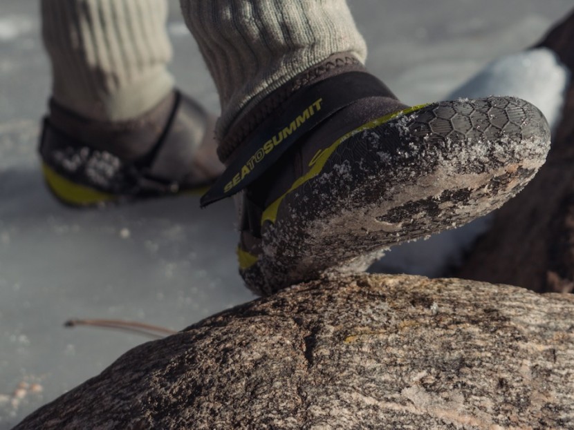 sea to summit ultra flex booties - while navigating a slippery, icy shoreline, our tested appreciated...