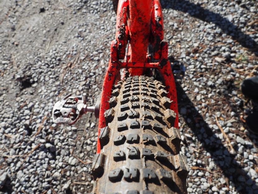 e*thirteen semi-slick plus 2.35 - the fast-rolling center knobs offer poor traction under standing...