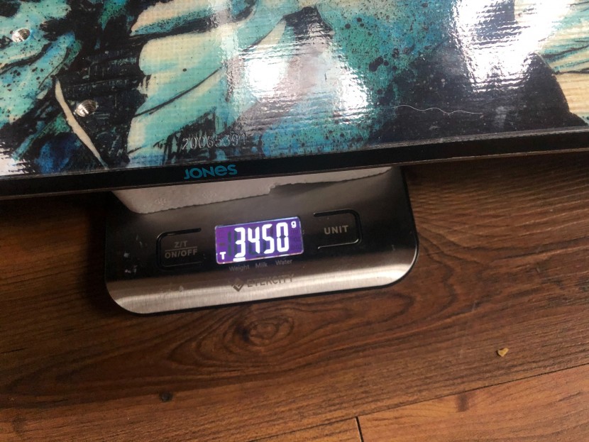 jones frontier splitboard - the frontier is in the middle of the pack in terms of weight.