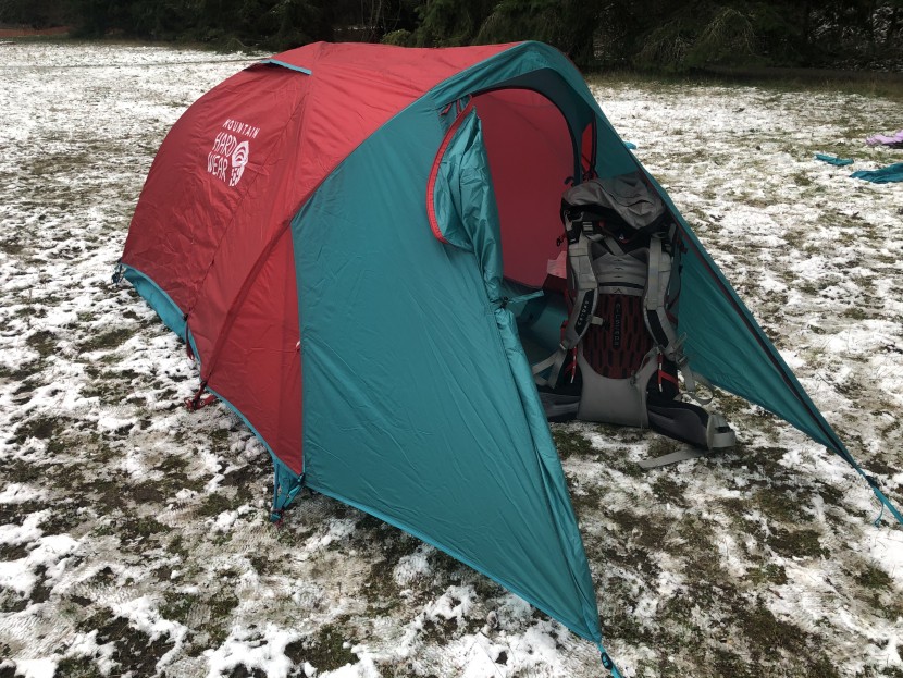 mountain hardwear outpost 2 - despite not being a "hooped" (or vestibule supported by a pole) this...