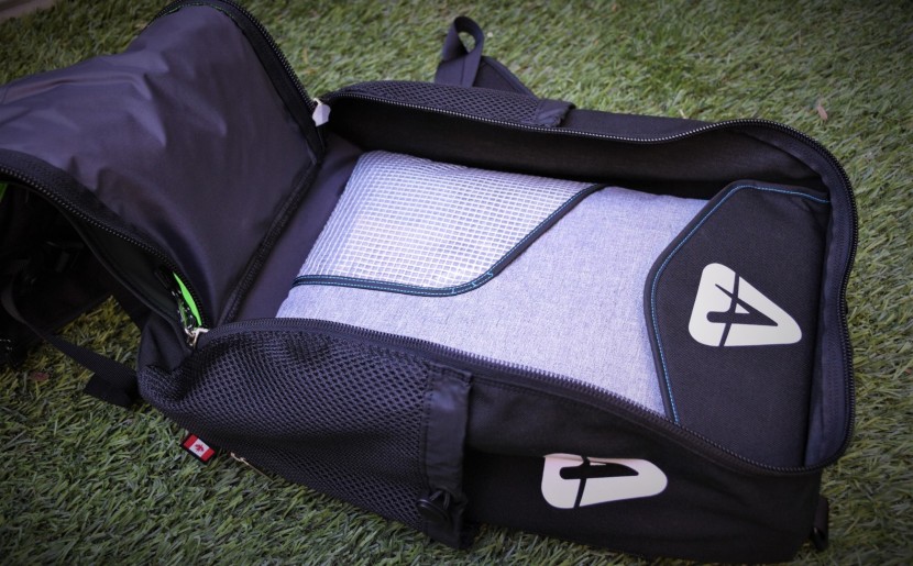 the removable laptop sleeve can be securely fastened inside the back...