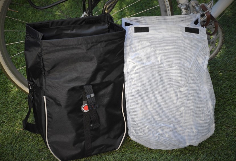 banjo brothers waterproof pannier - the waterproof internal liner is a little bulky but can be removed...