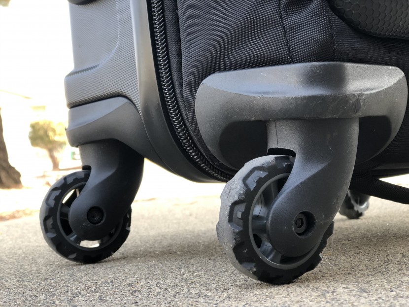 eagle creek tarmac awd carry-on - seriously beefy wheels help this bag keep moving over rough surfaces...