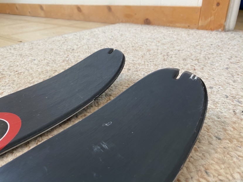 k2 wayback 80 - with pre cut tip notches, you can employ skimo race style skin fix...