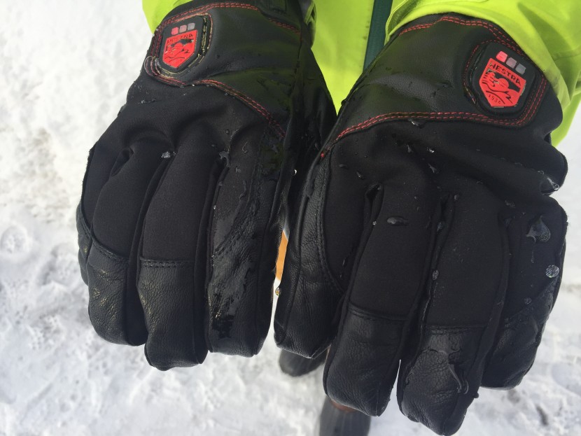 hestra power heater glove - the goat leather and softshell construction, with a waterproof...