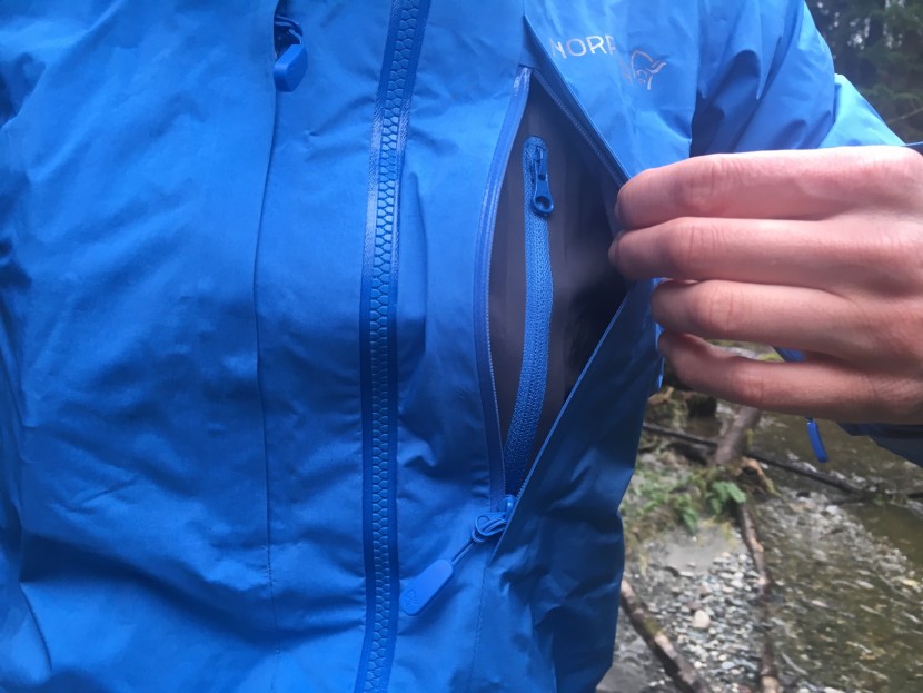 norrona trollveggen gore-tex light pro for women - the double chest pocket is novel, but we're not convinced it's...