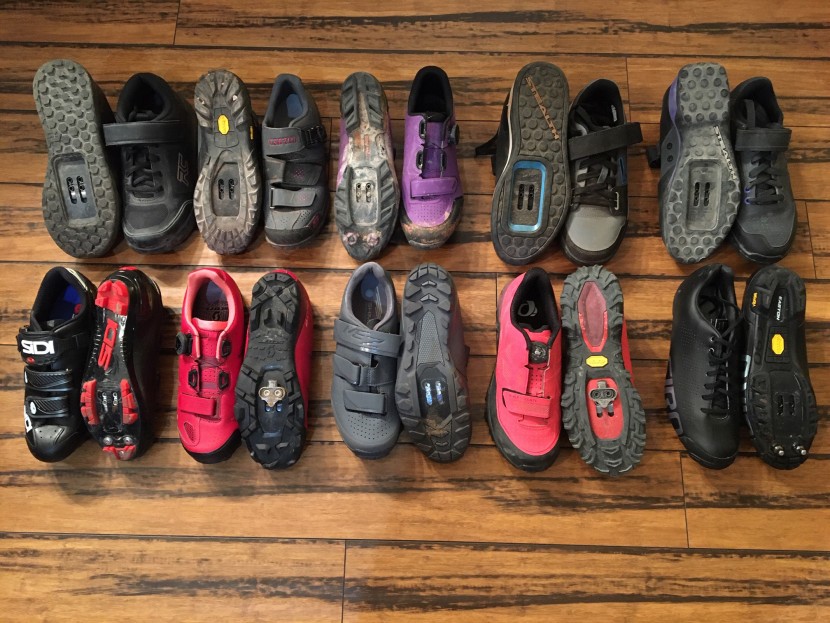 mountain bike shoes womens - soles on clipless mountain bike shoes can vary greatly. here we see...