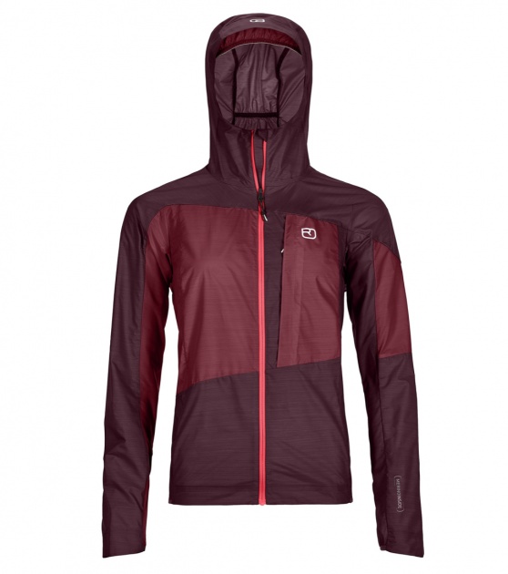 the previous ortovox merino windbreaker is pictured on the left...