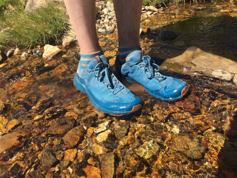 arc'teryx aerios fl gtx - incredibly waterproof, we let our feet cool off for a bit without...
