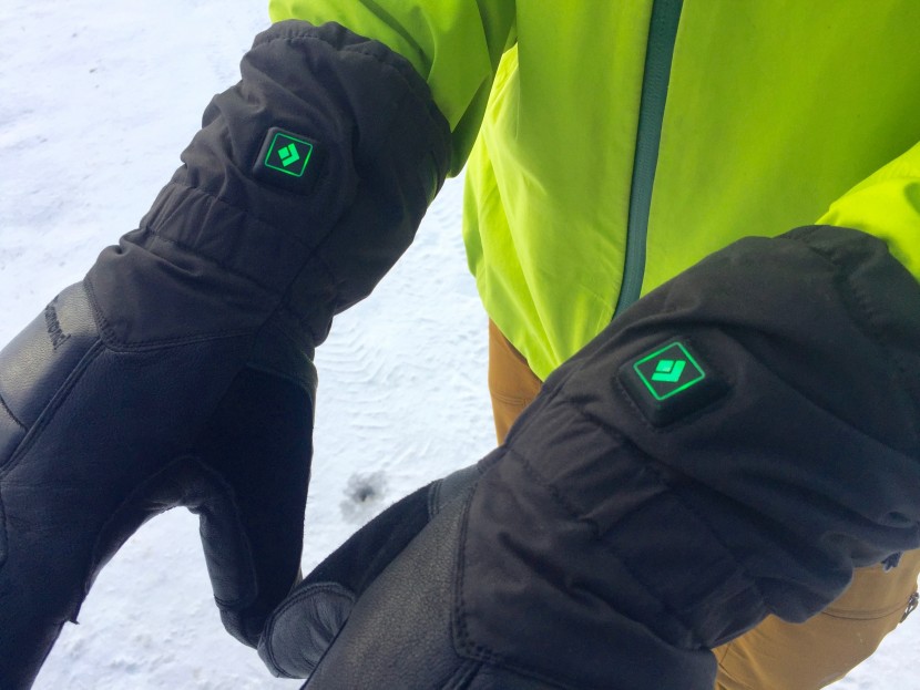 ski gloves - a heated glove in action on the lowest heat setting, which is still...