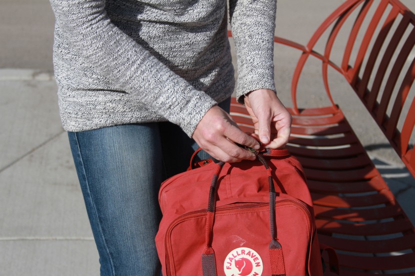 fjallraven kanken 15" - unfortunately, you need to button and unbutton the top handle every...