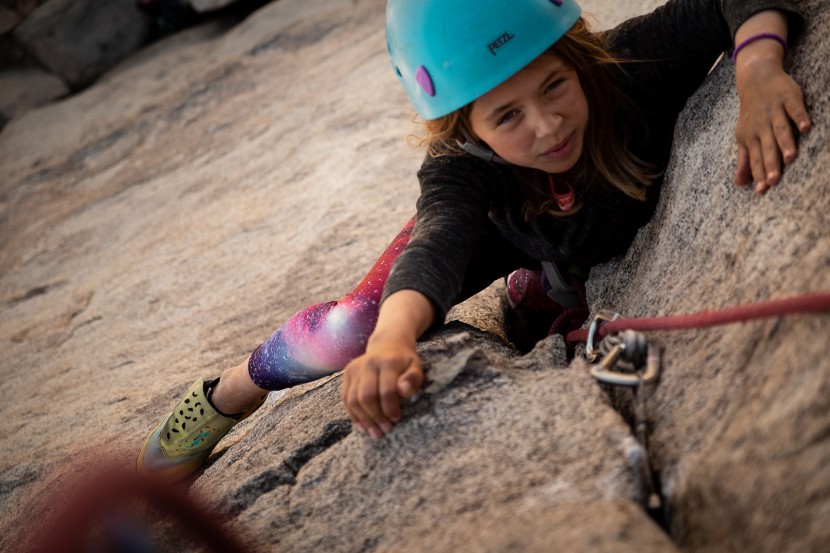 scarpa piki - topping out the last jtree pitch of the day.