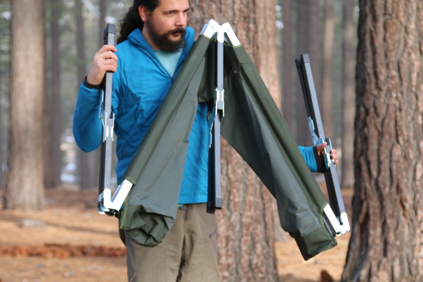 tough outdoors cot - this product can be a little awkward and cumbersome to unfold.