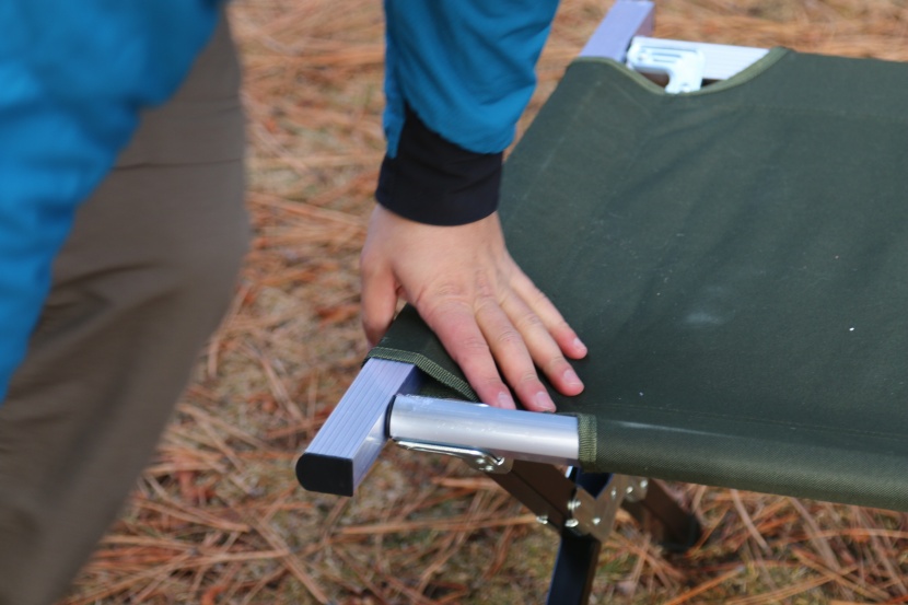 tough outdoors cot - the fabric is pulled very tight on this cot, giving it a much firmer...