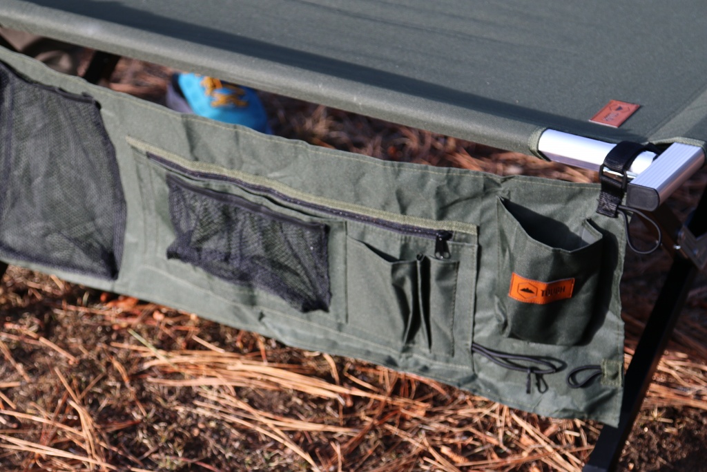camping cot - the bedside organizer is a nice way to keep your camp from getting...