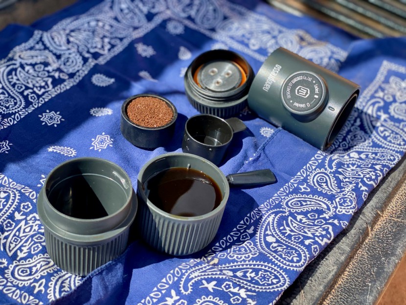 wacaco nanopresso - the fully disassembled nanopresso. there are a number of small parts...