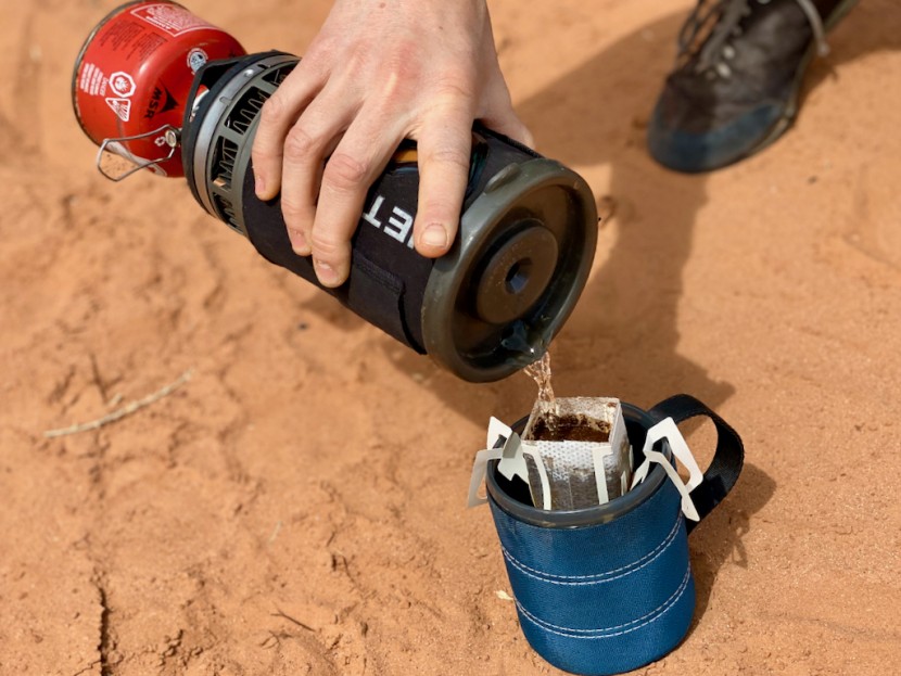 kuju pocket pour-over - once you affix the pocket-pour-over to your mug, add water, steep...