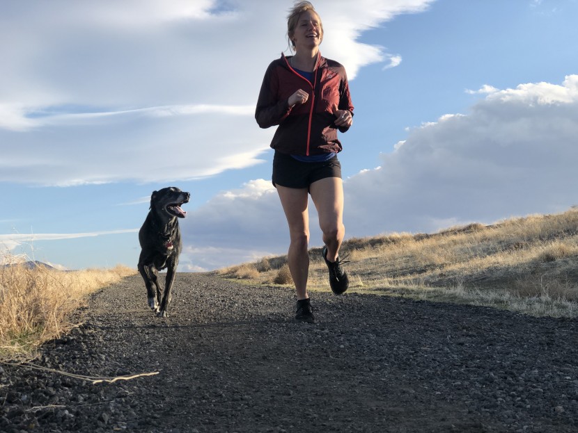 ortovox merino windbreaker for women - though not the best choice for running, we still tried anyway.