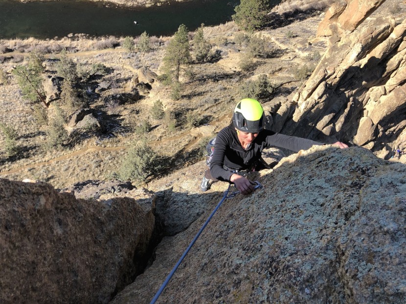 black diamond miniwire - elizabeth cleaning a miniwire off the last bolt of the pitch. on a...