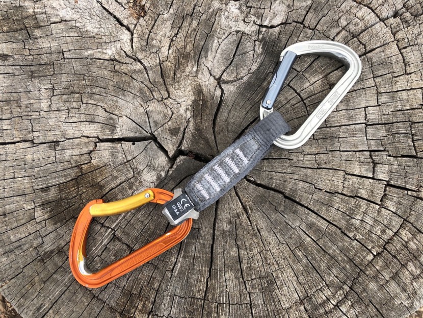 this is a quickdraw. the orange carabiner is for clipping the rope...