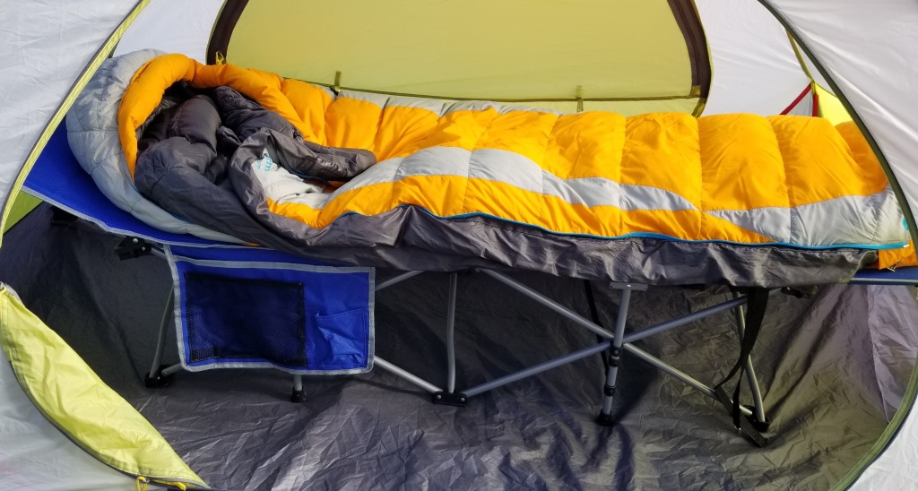 kingcamp folding deluxe - the headrest makes this cot extra comfy.