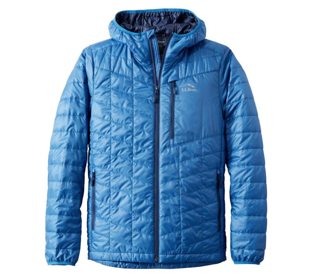 Veste Homme LL Bean Primaloft Packaway Taille L Orange - Matelassée, Capuche, Légère Et Pliable, Occasion Parfaite