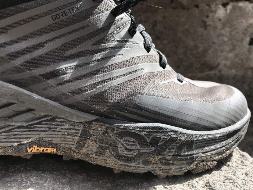 hoka speedgoat mid 2 gtx - the foam started to get worn a bit from walking on rocky trails, but...