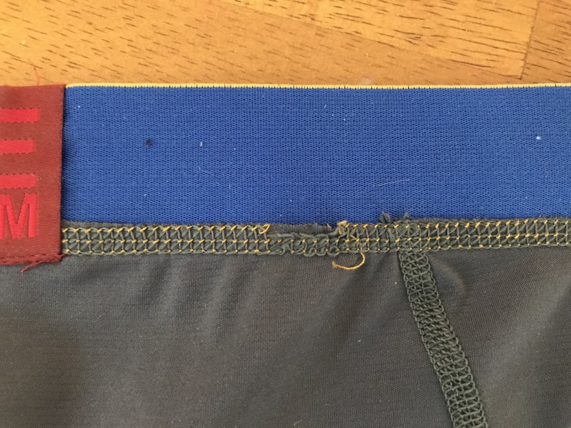 marmot performance boxer brief - small run in the stitching of the marmot model.