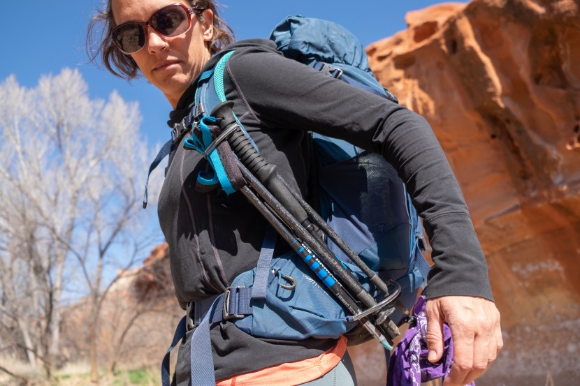 osprey's "stow-on-the-go" pole straps give you a place to stash your...