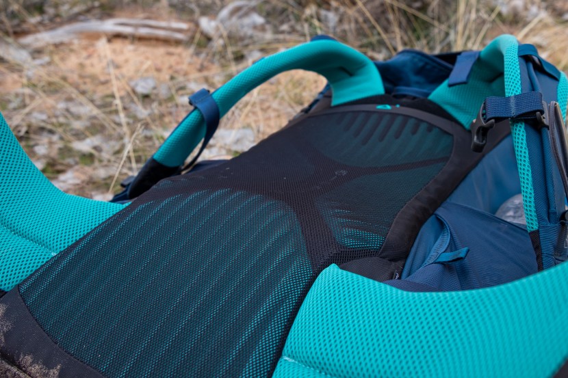 osprey kyte 46 - the mesh-covered foam offers a bit of ventilation but nothing...