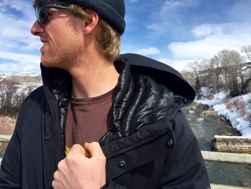 arc'teryx thorsen parka - an insulated neck rib keeps the torso warm when the hood is down...