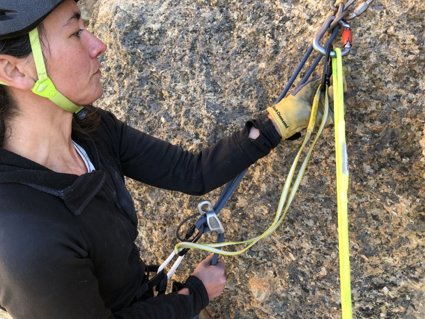 black diamond liteforge screwgate - elizabeth unscrewing her liteforge locker attached to at tether...