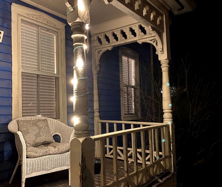 lantern - some lights like this string can illuminate a nice large outdoor area.