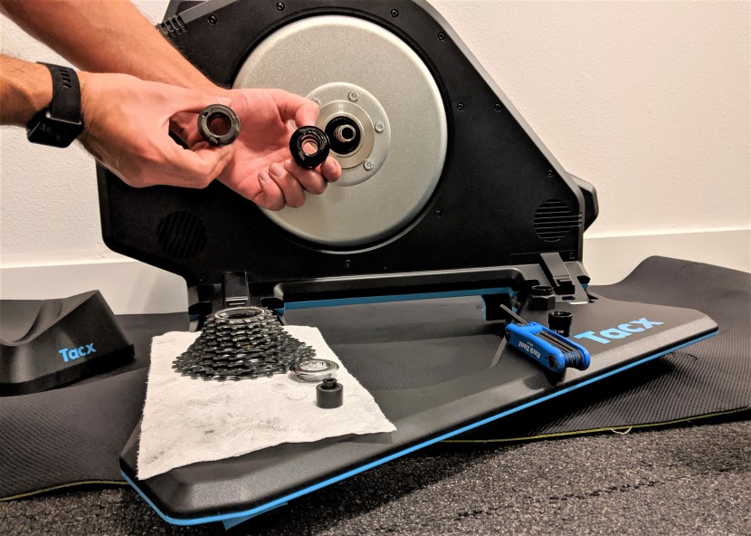 tacx neo 2t smart - you'll notice that the shimano hub on the left has a larger diameter...