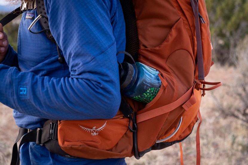 osprey aether ag 60 - while the forward-facing bottle entry is easy enough to access, the...