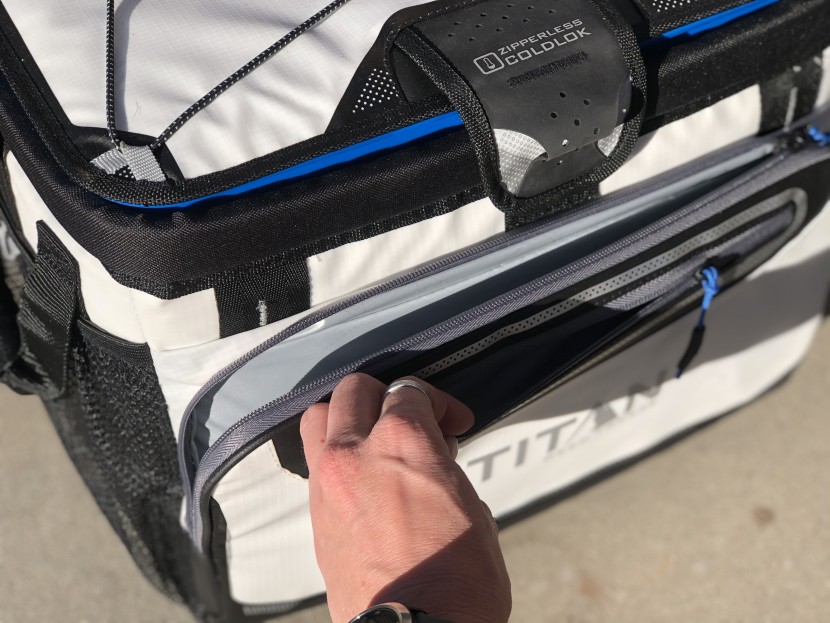 arctic zone titan deep freeze zipperless - many pockets adorn the outside of the titan.