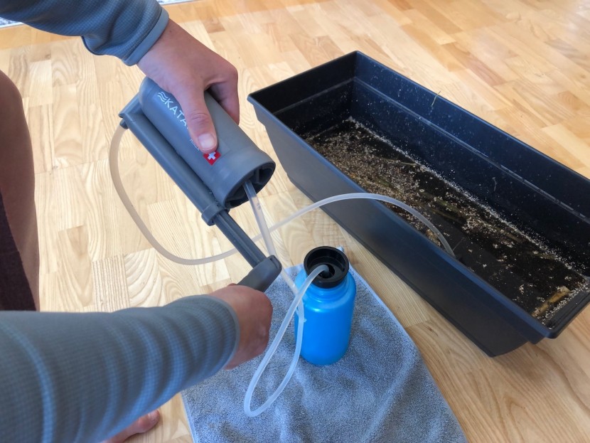 katadyn hiker - performing our sludge water test to see what this pump filter can...