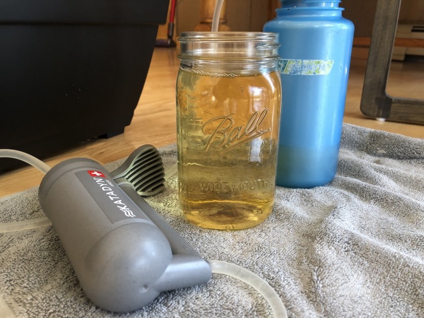 katadyn hiker - a look at the results of our pesticide bath. while it filtered out...