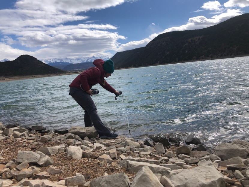 katadyn hiker - getting ready to pump some water from the bank of a reservoir. we...