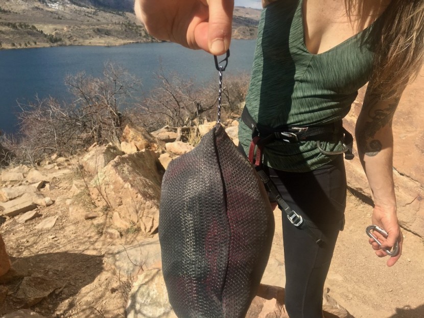 the ferrosi stuffs easily into one of its hand pockets, to easily...